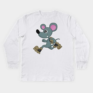 Mouse as Runner with Backpack Kids Long Sleeve T-Shirt